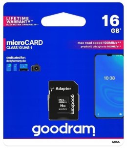 Karta Pamięci microSD 16GB Goodram Class 10 UHS I