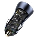 Ładowarka samochodowa Baseus Golden Contactor Pro, 2x USB, QC, SCP, 40W (szara)