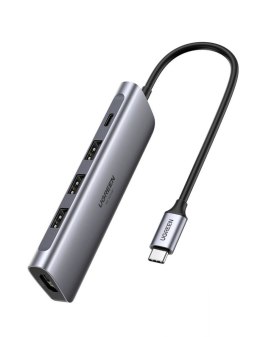 Adapter 5w1 UGREEN Hub USB-C do 3x USB 3.0 + HDMI 4K + USB-C PD 100W (szary)