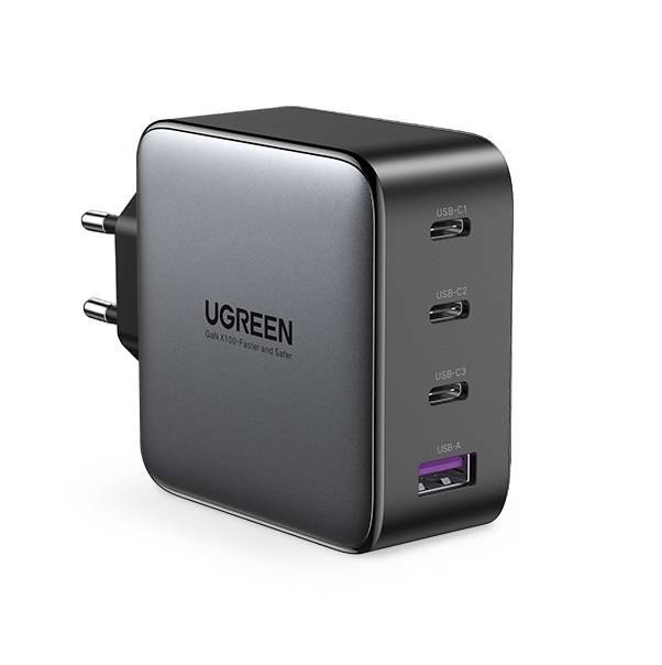 Ładowarka sieciowa UGREEN CD226, USB QC3.0, 3x USB-C, 100W, PD (czarna)