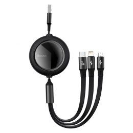 Kabel USB 3w1 Baseus Bright Mirror, USB do micro USB / USB-C / Lightning, 66W, 1.2m (czarny)