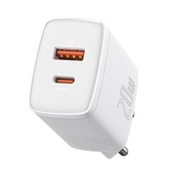 Ładowarka sieciowa Baseus Compact Quick Charger, USB, USB-C, 20W (biała)