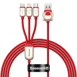 Kabel USB 3w1 Baseus Year of the Tiger, USB do micro USB / USB-C / Lightning, 3.5A, 1.2m (czerwony)