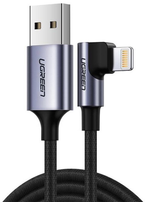 Kabel USB do Lightning kątowy UGREEN US299, MFi, 1m (czarny)