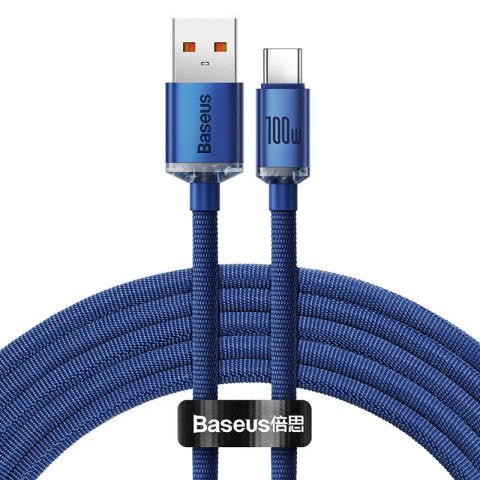 Kabel USB do USB-C Baseus Crystal, 100W, 1.2m (niebieski)