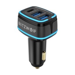 Ładowarka samochodowa Blitzwolf BW-SD7, 2x USB, USB-C, 80W (czarna)