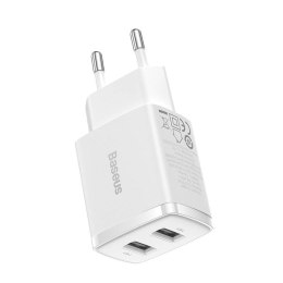 Ładowarka sieciowa Baseus Compact Quick Charger, 2x USB, 10.5W (biała)