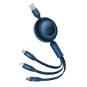 Kabel USB 3w1 Baseus Bright Mirror 3, micro USB / Lightning / USB-C, 66W / 2A, 1.1m (niebieski)