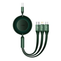 Kabel USB 3w1 Baseus Bright Mirror 3, micro USB / Lightning / USB-C, 66W / 2A, 1.1m (zielony)