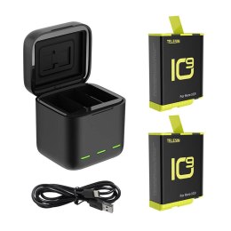 Ładowarka trójkanałowa box Telesin dla GoPro Hero 9 / Hero 10 + 2 akumulatory (GP-BNC-901-B)