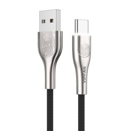 Kabel USB do USB-C Vipfan Fingerprint Touch Z04, 3A, 1.2m (czarny)