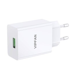 Ładowarka sieciowa Vipfan E03, 1x USB, 18W, QC 3.0 + kabel Micro USB (biała)