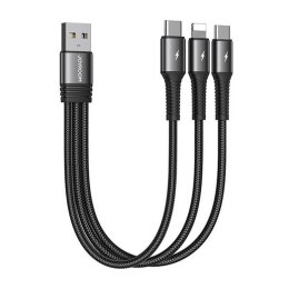 Kabel USB Joyroom S-01530G11 3w1 2x USB-C / Lightning 3.5A 0,15m (czarny)