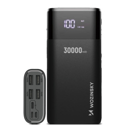 Wozinsky Powerbank 30000mAh Li-Ion 4 x USB Wyświetlacz LCD 2 A czarny