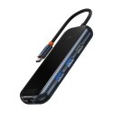 Adapter 8w1 Baseus Hub USB-C na HDMI + 2xUSB + PD + SD/TF + RJ45 (ciemny szary)