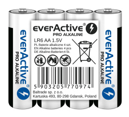 4szt Baterie LR06 AA everActive Pro Alkaline
