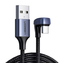 Kabel USB2.0 męski do USB-C, kątowy UGREEN 3A, 2m (czarny)