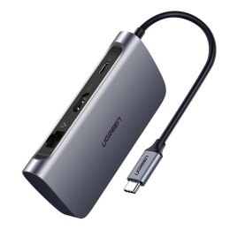 Adapter UGREEN 7w1 CM212 Hub USB-C PD 100W, 2x USB-A 3.0, HDMI 4K/30Hz, SD/TF, RJ45