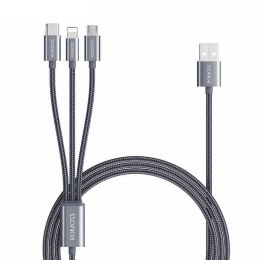 Kabel USB Romoss CB25A 3w1 USB-C / Lightning / Micro 3A 1.5m (szary)