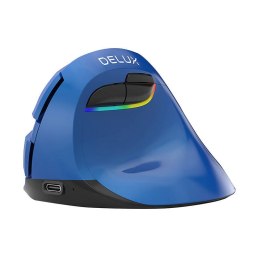 Bezprzewodowa mysz pionowa Delux M618Mini BT/2.4G 4000DPI RGB (niebieska)