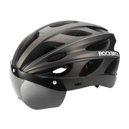 Kask rowerowy regulowany + okulary Rockbros TT-16 (czarny)