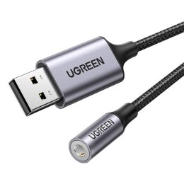 Adapter audio UGREEN CM477, USB do Mini Jack 3.5mm AUX (szary)