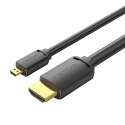 Kabel HDMI-D męski do HDMI-A męski 4K HD 1m Vention AGIBF (czarny)