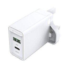 Ładowarka sieciowa USB(A+C) Vention FBBW0-UK (18W/20W) UK biała