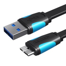 Płaski kabel USB3.0 A do Micro B Vention VAS-A12-B025 0,25m czarny