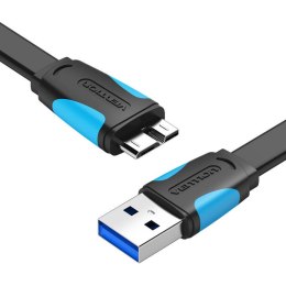 Płaski kabel USB3.0 A do Micro B Vention VAS-A12-B100 1m Czarny