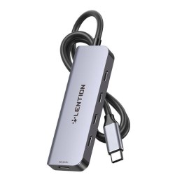 Hub 5w1 Lention USB-C do 4x USB-C 5Gbps + USB-C 5V-IN 15W (szary)