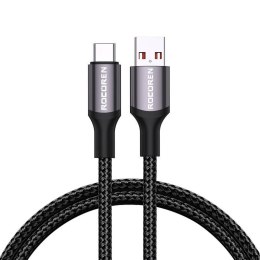 Kabel szybko ładujący Rocoren USB do USB-C Retro Series 3A, 1m (szary)