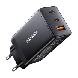 Ładowarka sieciowa Rocoren GaN Pro 65W, 2x USB-C, USB (czarna)