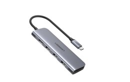 Adapter 5w1 UGREEN Hub USB-C do 3 portów USB3.0-A Hub + HDMI + TF/SD - Szary