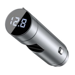 Transmiter FM Baseus Energy Column, Bluetooth 5.0, 2x USB, 18W (srebrny)
